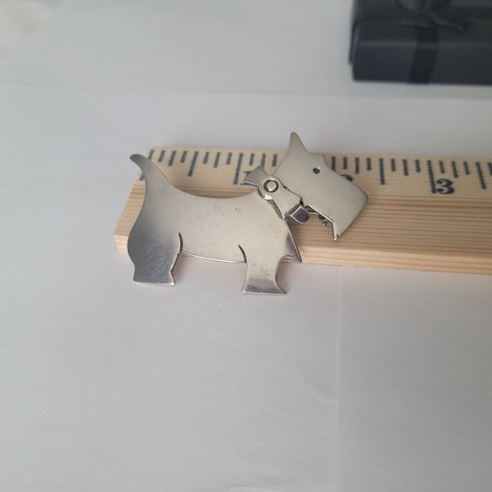 Scottie Terrier Dog Vintage Pin Sterling Silver Taxco Dog Lover Brooch - Picture 9 of 15